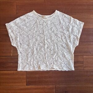Everly |Ivory White Lace Blouse Top| Boho Cottagecore Romantic Sheer Cropped| Sm